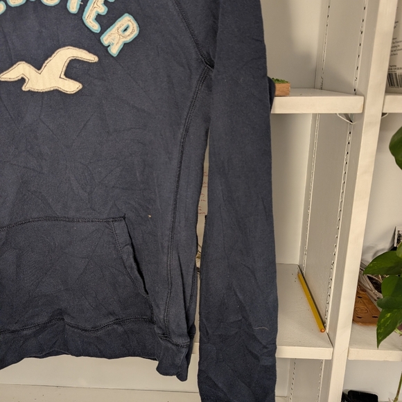 Y2K Hollister Women's Hoodie Navy Blue Vintage Pullover Size Medium 2000s - Picture 4 of 6